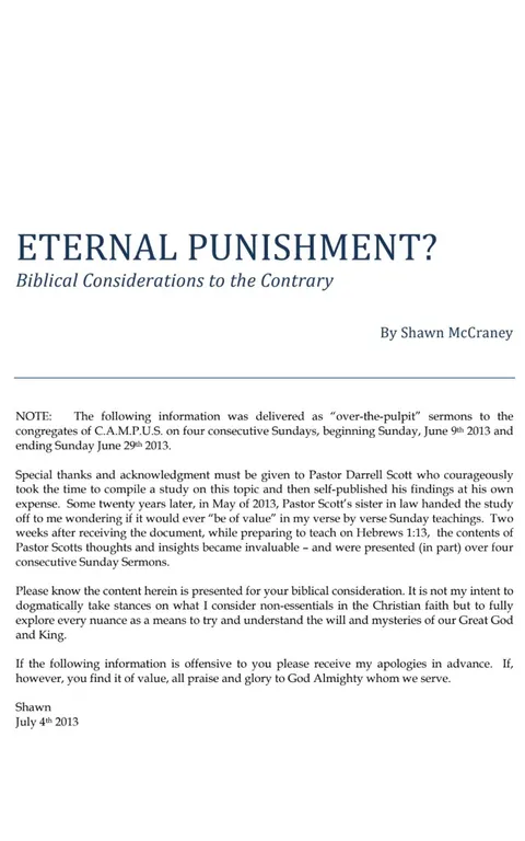 The Eternal Punishment Papers